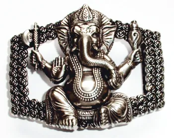 Design Belt Buckle Ganesha Hindu deity - Made in Italy - frontview